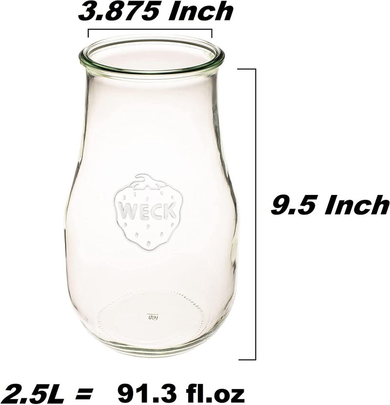 Dycica Weck Tulip Jars 2.5 Liter - Glass Jars for Sourdough Starter, Canning, and Storage with Wide Mouth and Glass Lid (1 Jar) - Image 2